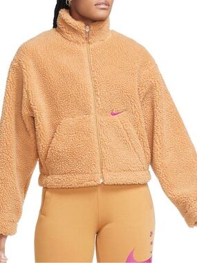 Nike Sherpa Swoosh Jacket Women’s Size S Teddy Fleece